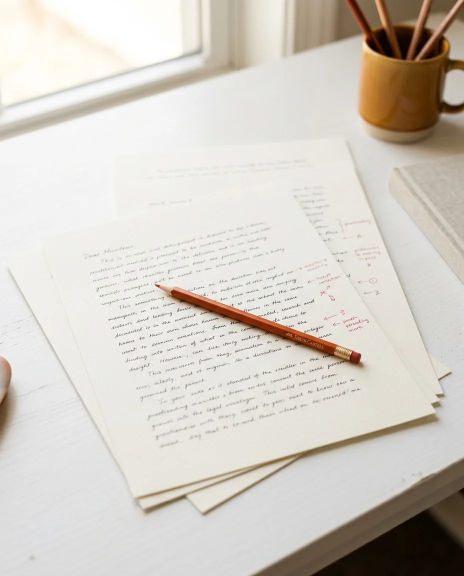 Manuscript with professional book editing marks in red ink